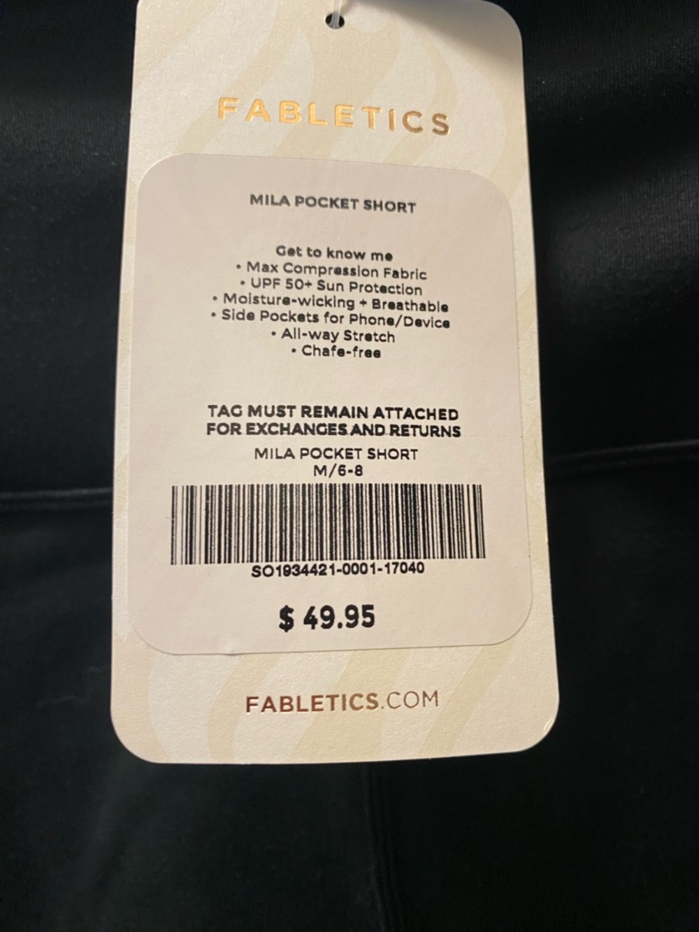 NWT Fabletics Medium Mila PowerHold high waisted Pocket Short 8” Black athletic - Picture 4 of 4